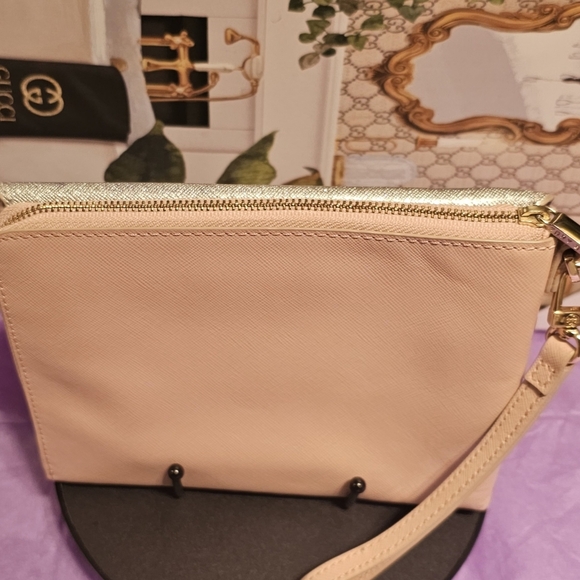 Tory Burch Rose Gold Saffiano Leather Colorblock Metallic Wristlet - Picture 11 of 17